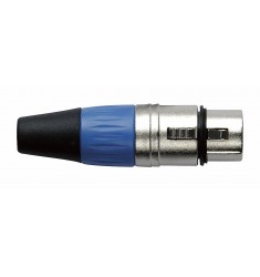 N-CON XLR Plug 3P F Nickel with Blue Endcap
