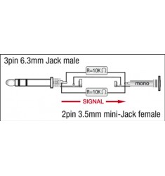 3p Jack male/ 2p mini-Jack F adapter