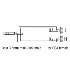3p mini Jack M/2x RCA F adapter
