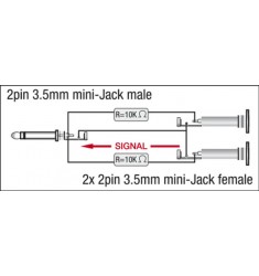 2p mini-Jack M/2x 2p mini-jackfemale adapter