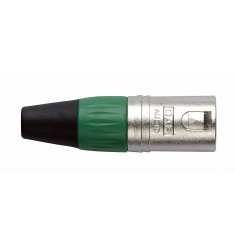 N-CON XLR Plug 3P Nickel Male with Green Endcap